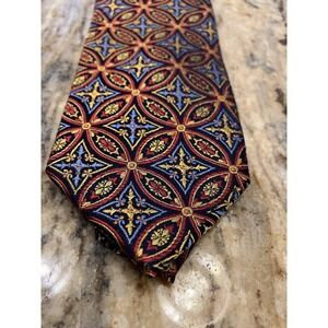 Haines Bonner of London Silk Necktie Stained Glass Jacquard Handmade Men's Reds